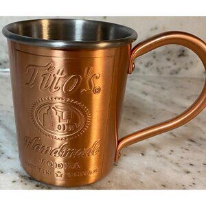 Titos Handmade Vodka Mug Solid Copper Cup Austin Texas Barware Moscow Mule Drink